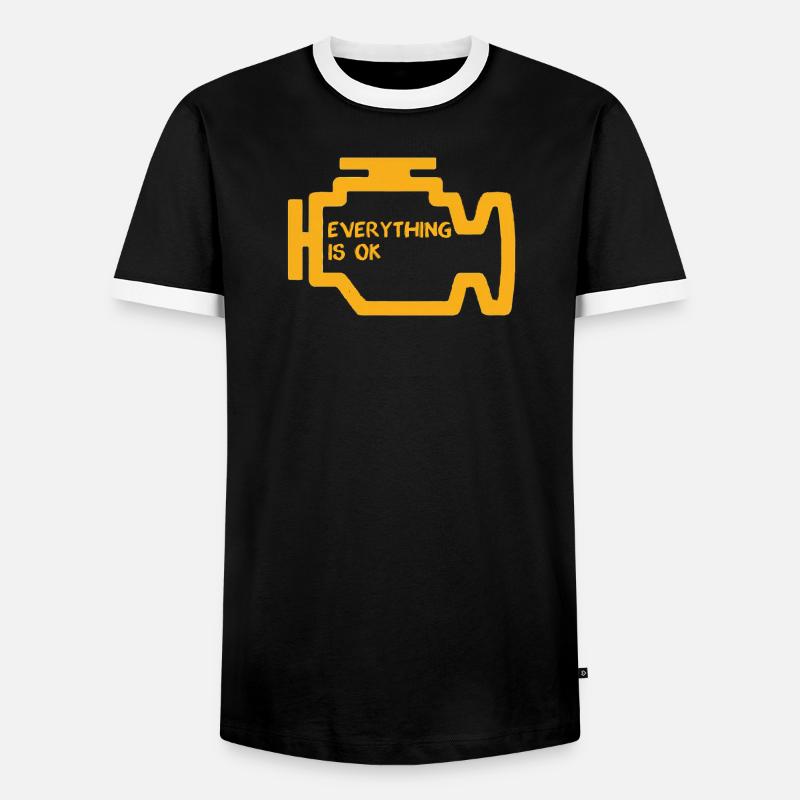 Check Engine Light - Men's Ringer Shirt - black/white