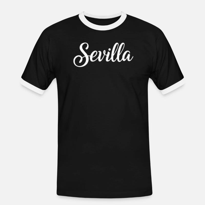 Sevilla Handwritten Script Logo - Men's Ringer Shirt - black/white
