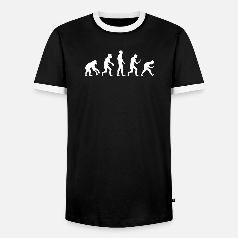 lustige Evolution smartphone handy Sucht Logo - Männer Kontrast-T-Shirt - Schwarz/Weiß