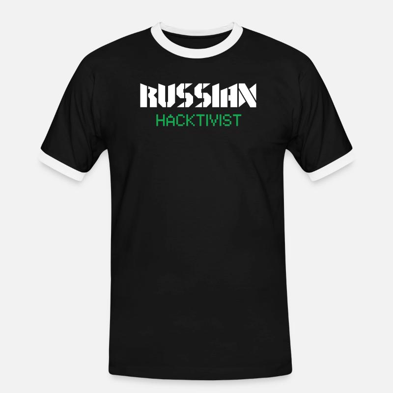 Russian Hacktivist Cyber Security Design - Men's Ringer Shirt - black/white