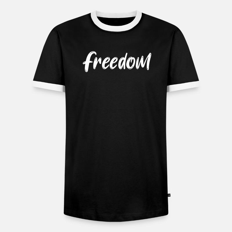 Freedom Brush Script Monochrome Statement - Männer Kontrast-T-Shirt - Schwarz/Weiß