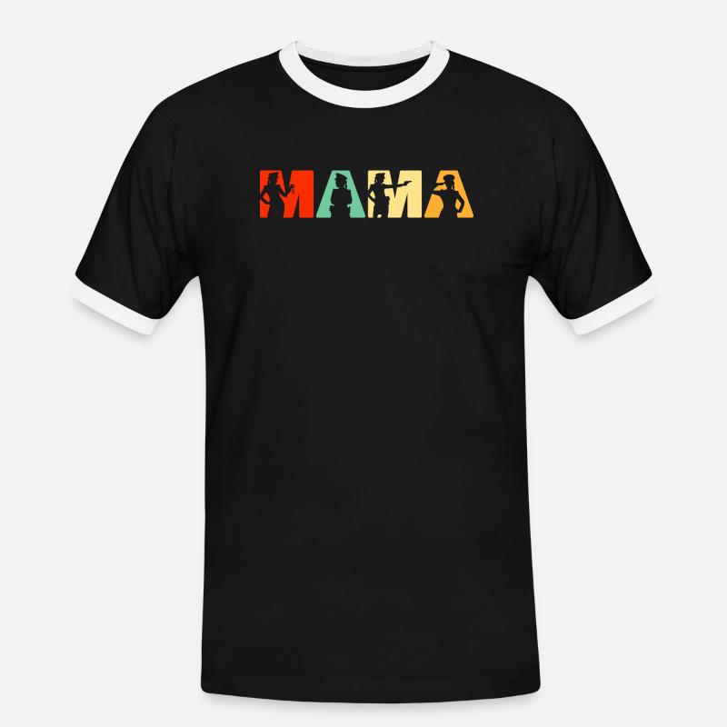 Polizei Mama Polizei Mutter Retro - Männer Kontrast-T-Shirt - Schwarz/Weiß