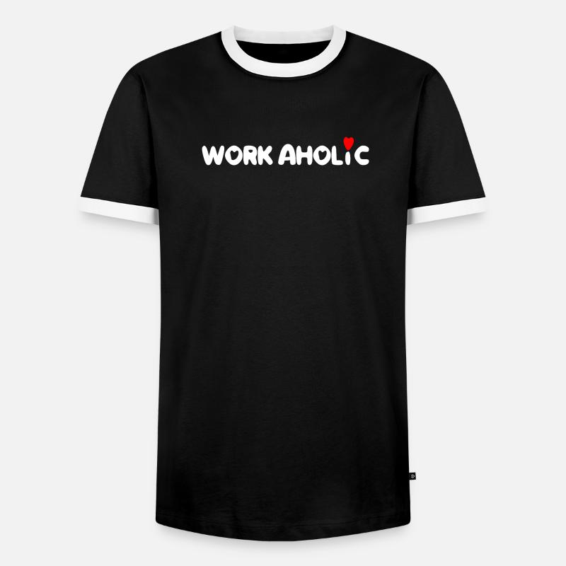 worker workaholic work - Men's Ringer Shirt - black/white
