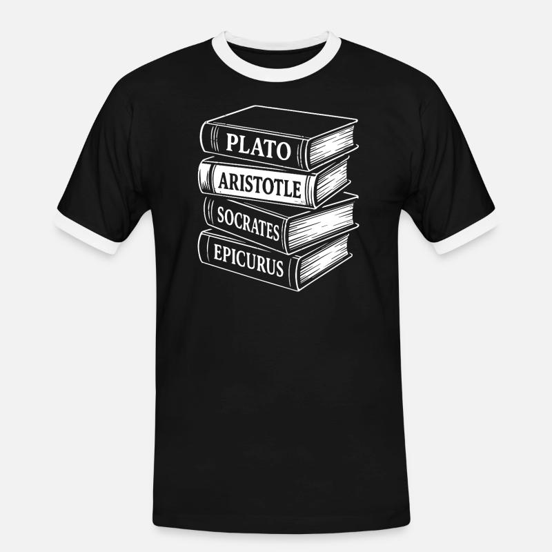 Classical Philosophers Book Stack Design - Men's Ringer Shirt - black/white