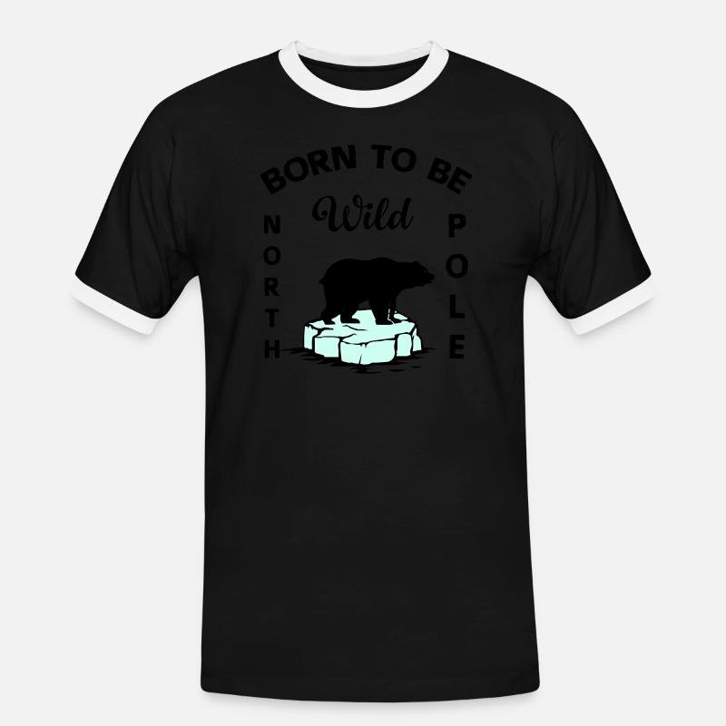 Polar Bear Wilderness Antarctica - Men's Ringer Shirt - black/white