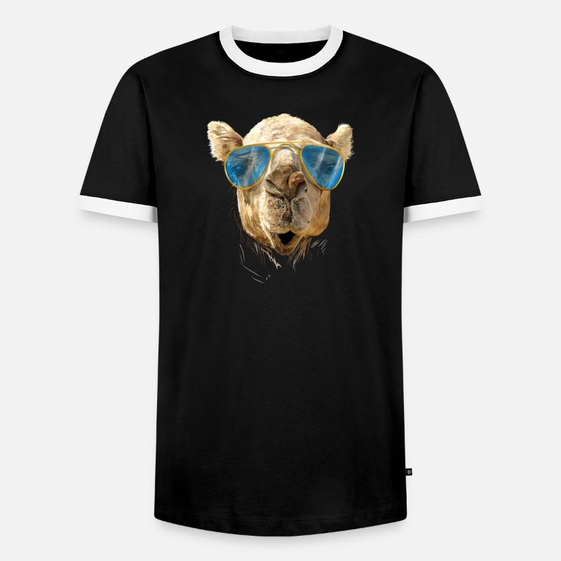 Kamel mit Sonnenbrille - Männer Kontrast-T-Shirt - Schwarz/Weiß