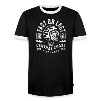 vintage retro race rider - Men's Ringer Shirt - black/white - Front - AI Model Female 172 light (172cm) & AI Model Male 178 light (178cm)