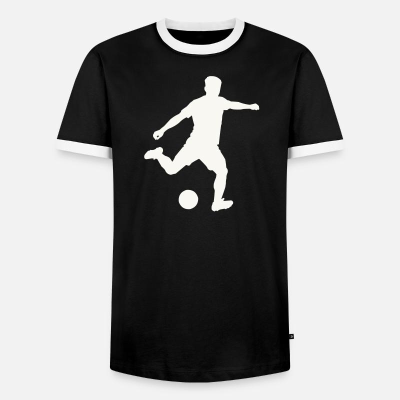 Kicker-Silhouette in Bewegung - Männer Kontrast-T-Shirt - Schwarz/Weiß
