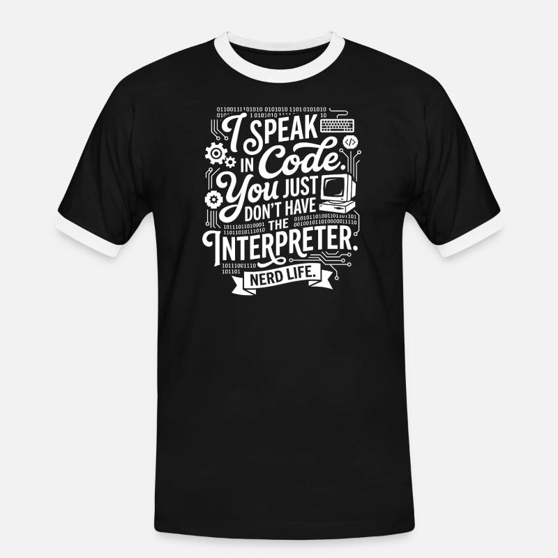 Codeflüstern Nerdleben - Men's Ringer Shirt - black/white