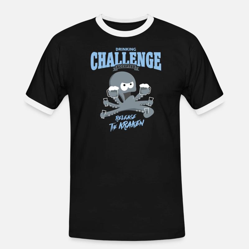 drinking challenge accepted - release the kraken - Männer Kontrast-T-Shirt - Schwarz/Weiß