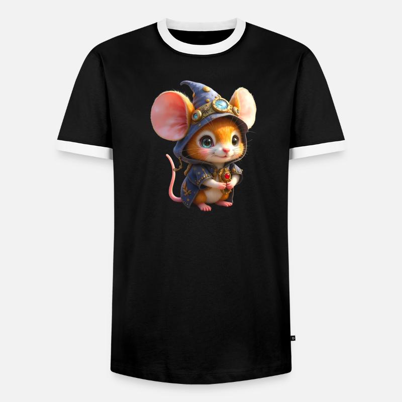 Blue Steampunk Wizard Mouse - Men's Ringer Shirt - black/white