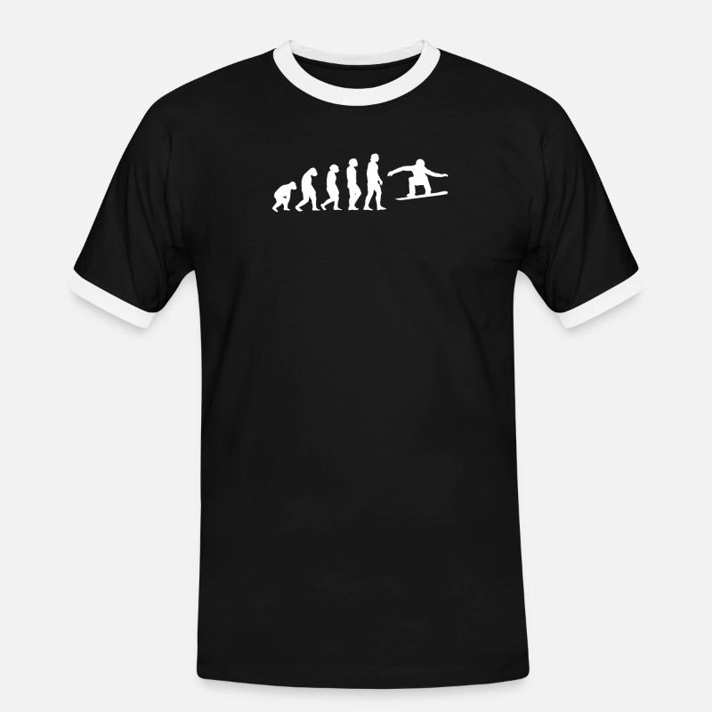 Snowboard Evolution Geschenk - Männer Kontrast-T-Shirt - Schwarz/Weiß
