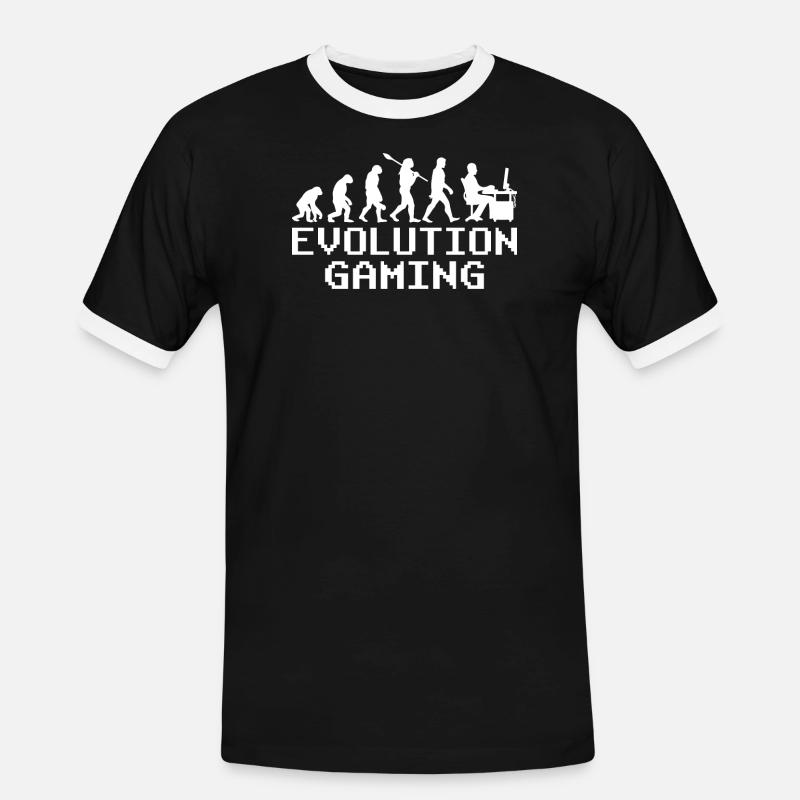 Pc Gaming Evolution - Männer Kontrast-T-Shirt - Schwarz/Weiß