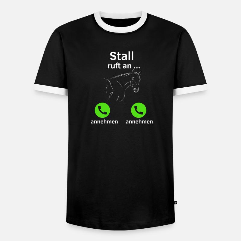 Stall ruft an - annehmen oder annehmen? - Männer Kontrast-T-Shirt - Schwarz/Weiß