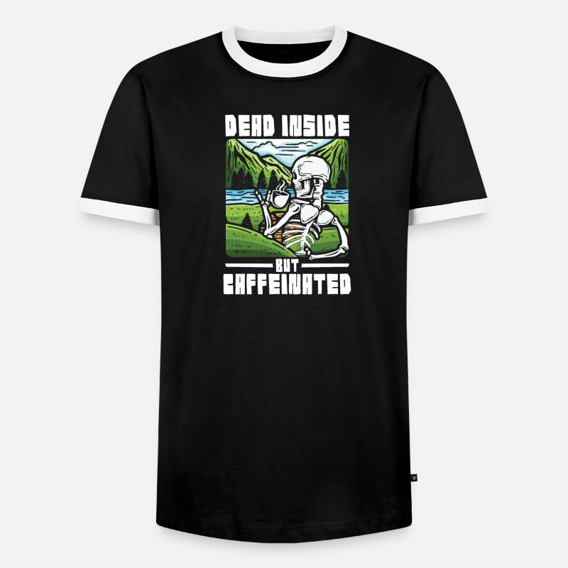 Dead inside but caffeinated - Männer Kontrast-T-Shirt - Schwarz/Weiß
