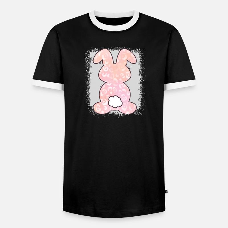 Leopard Print Bleached Easter - Men's Ringer Shirt - black/white