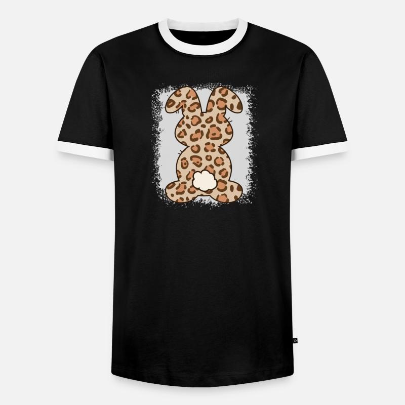 Leopard Print Bleached Easter - Men's Ringer Shirt - black/white