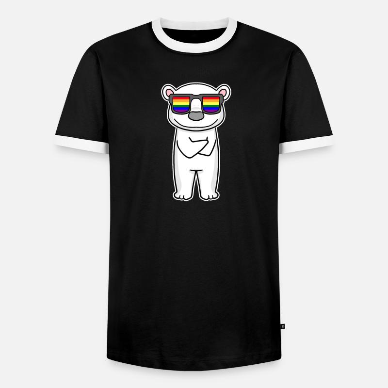 Regenbogen - Eisbär mit Brille - Männer Kontrast-T-Shirt - Schwarz/Weiß
