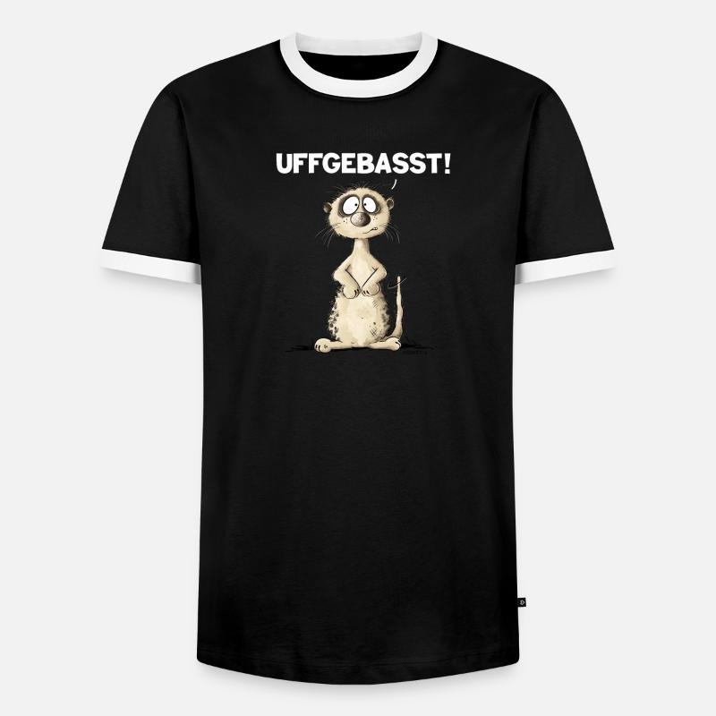 Drolliges Erdmännchen Hessisch Uffgebasst - Männer Kontrast-T-Shirt - Schwarz/Weiß