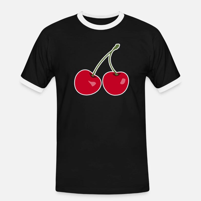 Cherry, Red cherries - Men's Ringer Shirt - black/white