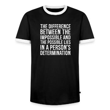 la différence entre l’impossible et le - T-shirt contrasté Homme - noir/blanc - Devant - AI Model Female 172 light (172cm) & AI Model Male 178 light (178cm)