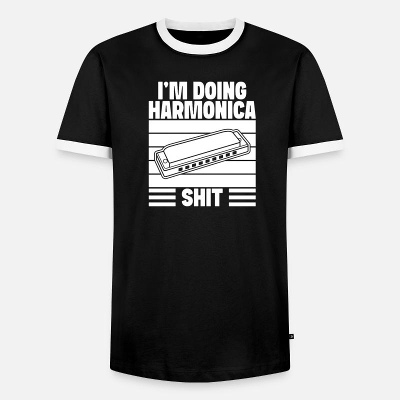 Harmonica Musican Doing Shit Harmonica - Männer Kontrast-T-Shirt - Schwarz/Weiß