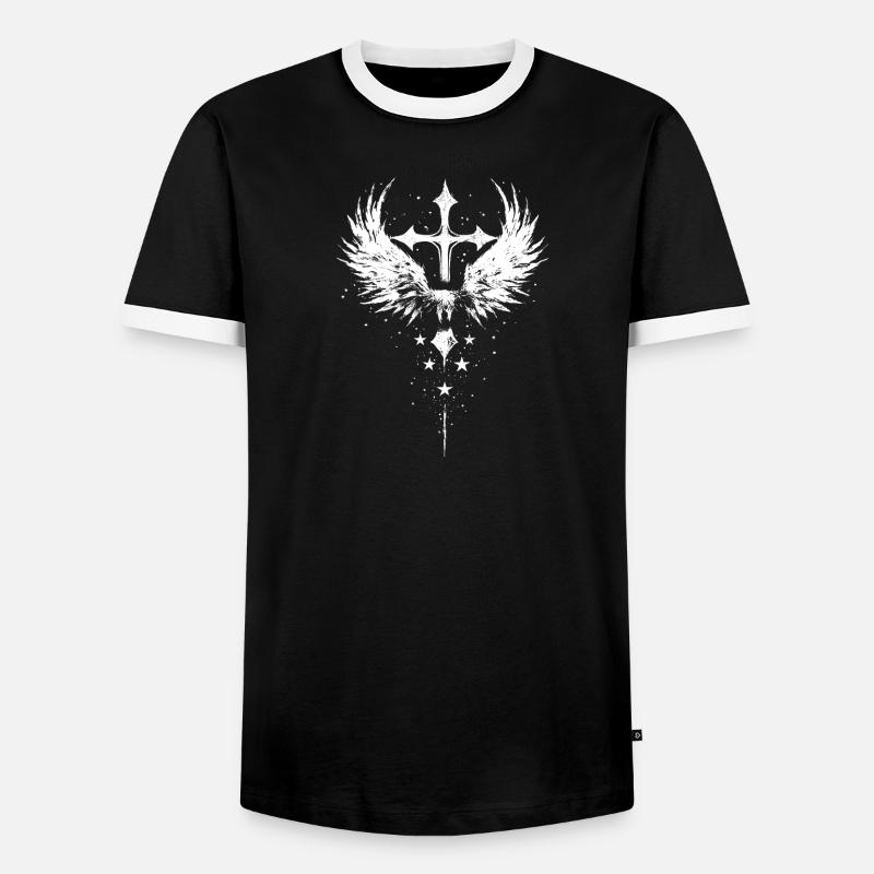 Goth Kreuz Engel Emo - Männer Kontrast-T-Shirt - Schwarz/Weiß