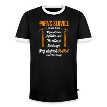 Dad's Service Repairs 24h / Funny Humor - Men's Ringer Shirt - black/white - Front - AI Model Female 172 light (172cm) & AI Model Male 178 light (178cm)