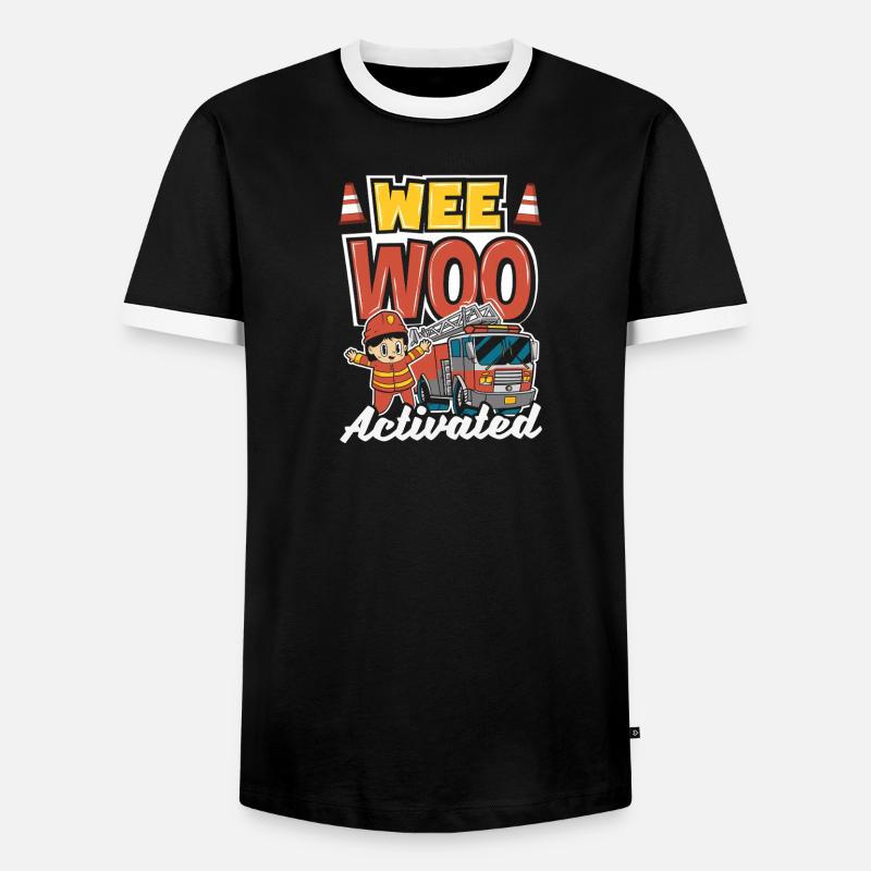 Wee Woo Squad Fire Tiny Feuerwehrmann - Männer Kontrast-T-Shirt - Schwarz/Weiß