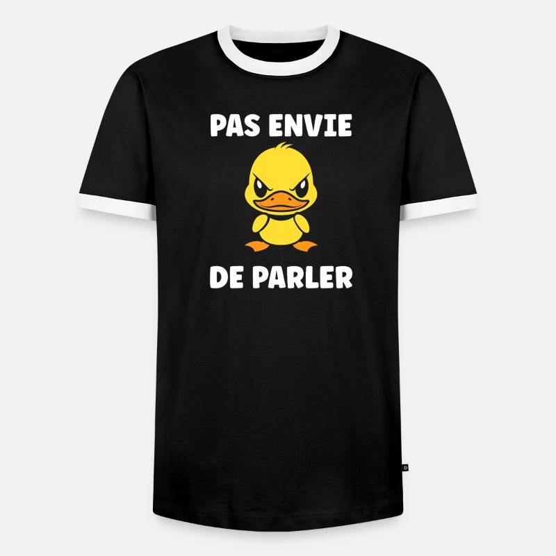 Grumpy Duck – Nicht bereit zu reden - Männer Kontrast-T-Shirt - Schwarz/Weiß