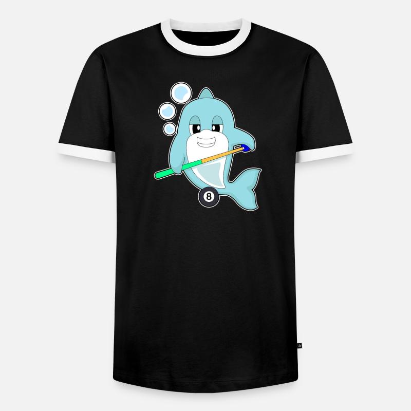 Delfin Billiard Queue Sport - Männer Kontrast-T-Shirt - Schwarz/Weiß