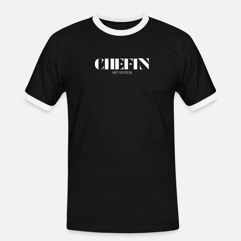 Chefin Spruch Mit System - Men's Ringer Shirt - black/white