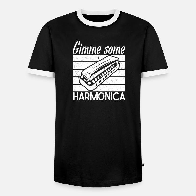 Harmonica Musican Gimme Some Harmonica - Men's Ringer Shirt - black/white