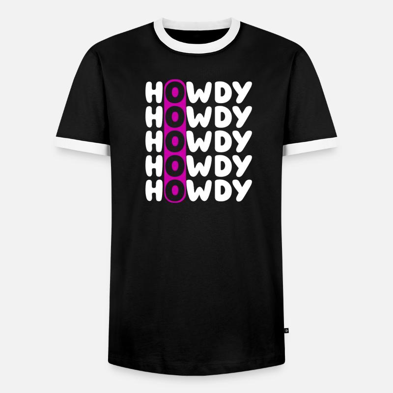 Howdy Repeat O Western Pattern - Men's Ringer Shirt - black/white