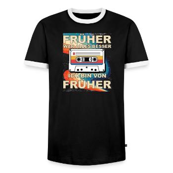 Früher war alles besser - Ich bin von früher - Männer Kontrast-T-Shirt - Schwarz/Weiß - Vorne - AI Model Female 172 light (172cm) & AI Model Male 178 light (178cm)
