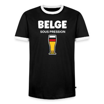 Belge Sous Pression Verre Bière - T-shirt contrasté Homme - noir/blanc - Devant - AI Model Female 172 light (172cm) & AI Model Male 178 light (178cm)