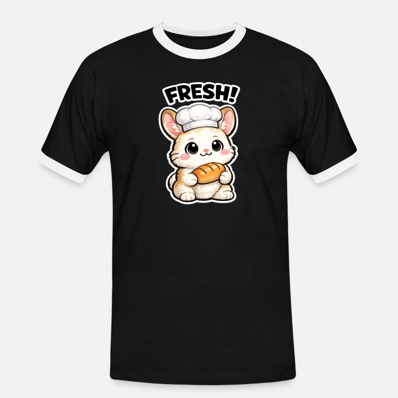 Kitchen bunny with fresh bread - Men's Ringer Shirt - black/white