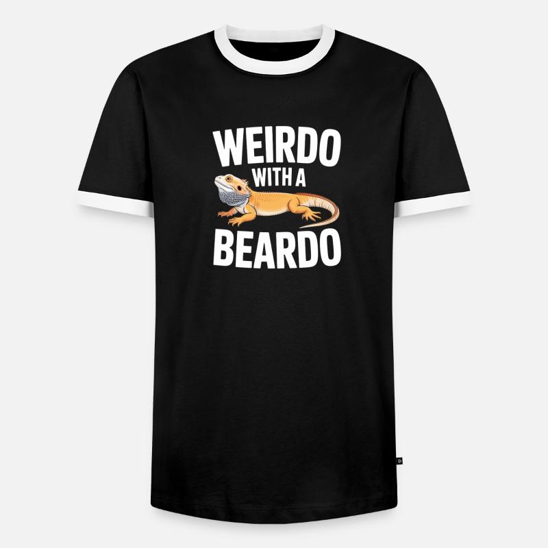 Beardo Lizard Caption Tee - Men's Ringer Shirt - black/white