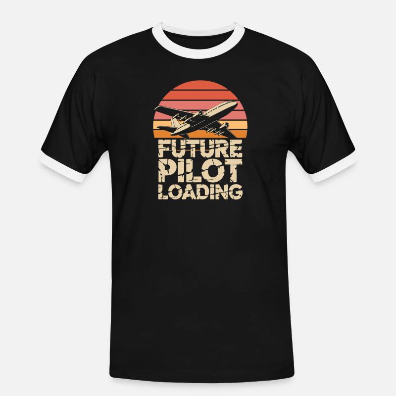  Future Pilot Loading Flugzeug Retro - Männer Kontrast-T-Shirt - Schwarz/Weiß