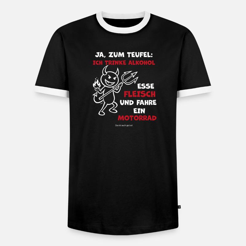 Devilish Drinker Motorcycle - Men's Ringer Shirt - black/white