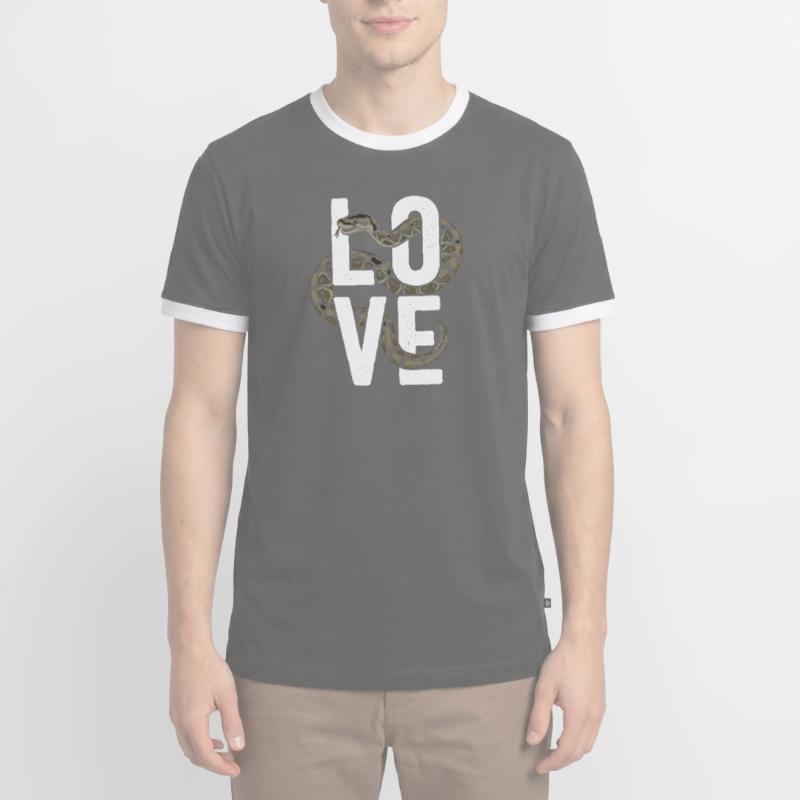 Königspython Schlangen LOVE Terrarium Python Männer Kontrast-T-Shirt