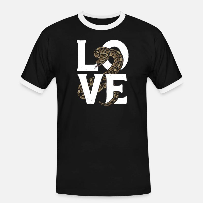 Königspython Schlangen LOVE Terrarium Python - Männer Kontrast-T-Shirt - Schwarz/Weiß