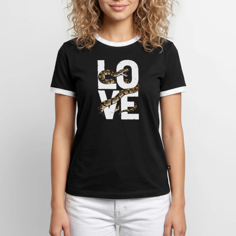 Königspython Schlangen LOVE Terrarium Python Männer Kontrast-T-Shirt