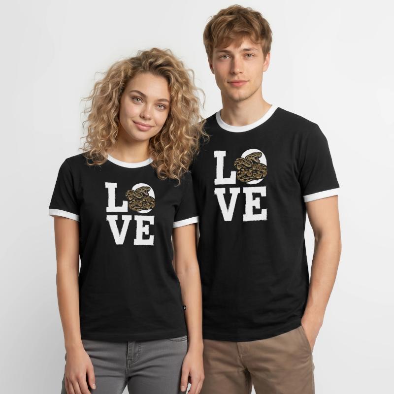 Königspython Schlangen LOVE Terrarium Python Männer Kontrast-T-Shirt