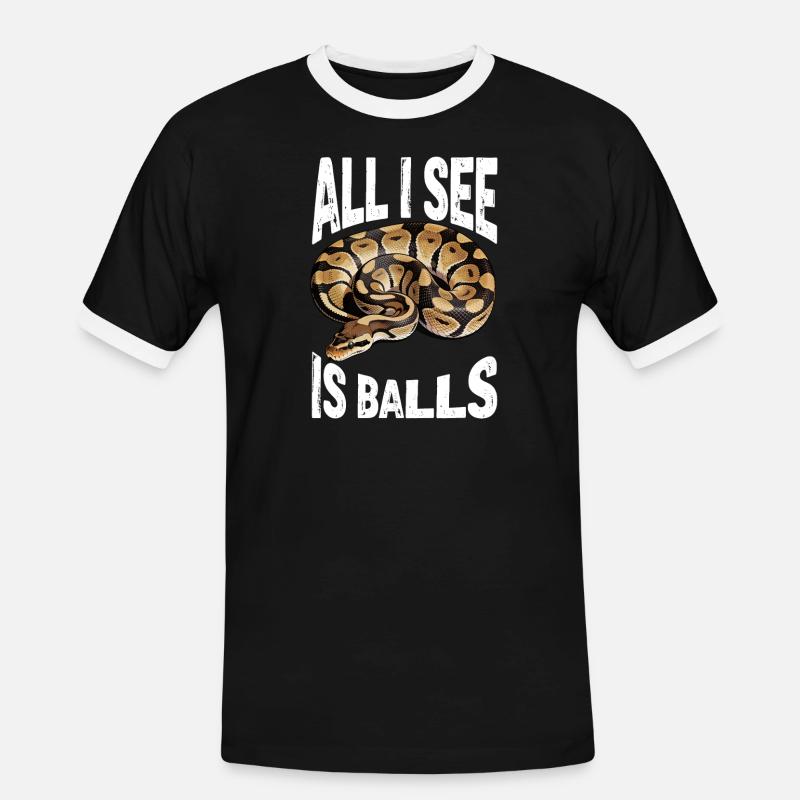 Königspython Schlangen Liebhaber Terrarium Python - Männer Kontrast-T-Shirt - Schwarz/Weiß
