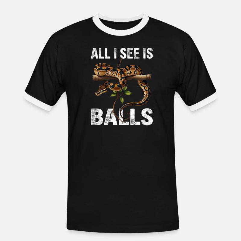 Königspython Schlangen Liebhaber Terrarium Python - Männer Kontrast-T-Shirt - Schwarz/Weiß