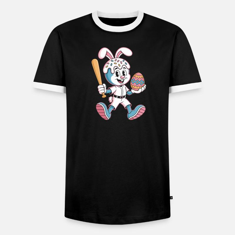 Hoppelhase with Easter egg - Men's Ringer Shirt - black/white