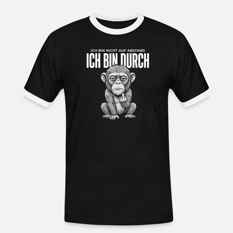 Affe Mittelfinger – Ich bin durch - Männer Kontrast-T-Shirt - Schwarz/Weiß