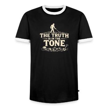 La vérité réside dans le ton | Détecteur de sonde - T-shirt contrasté Homme - noir/blanc - Devant - AI Model Female 172 light (172cm) & AI Model Male 178 light (178cm)