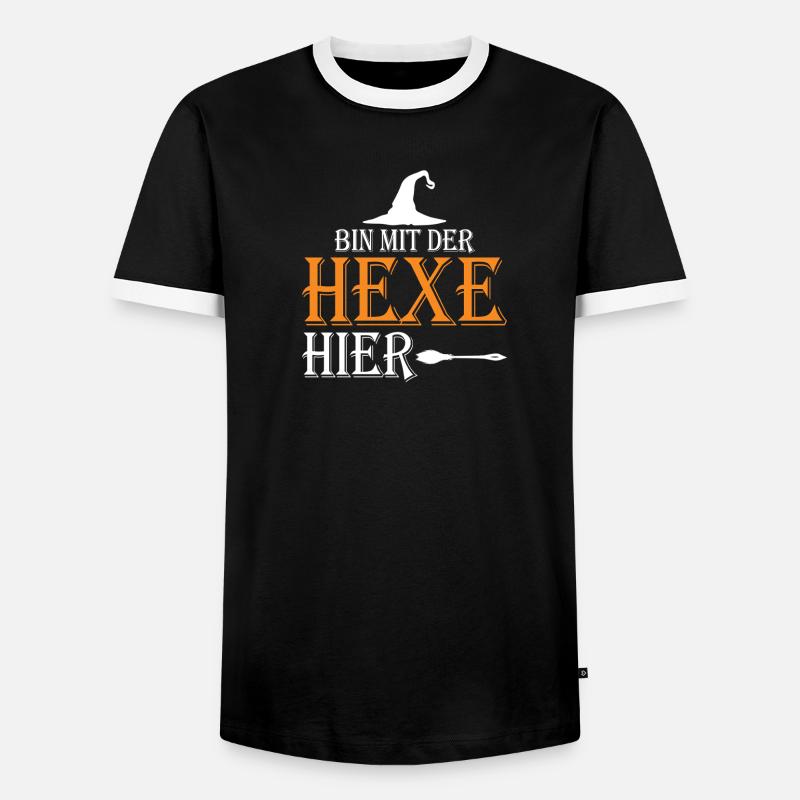 Bin mit der Hexe her - Männer Kontrast-T-Shirt - Schwarz/Weiß